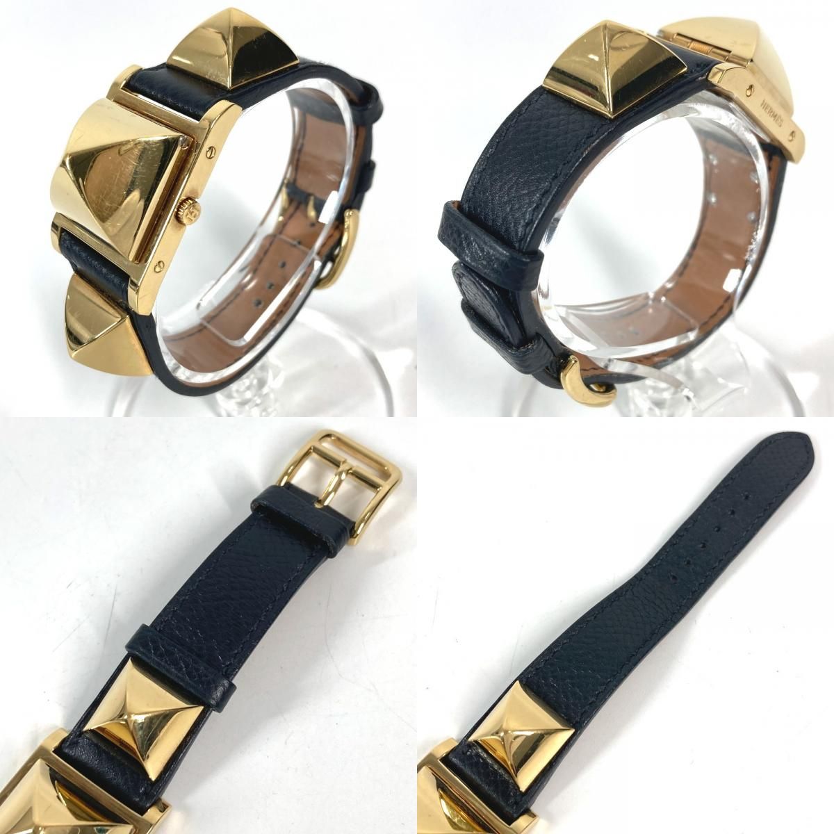 HERMES エルメス 腕時計 メドール レザー ブラック - メルカリ