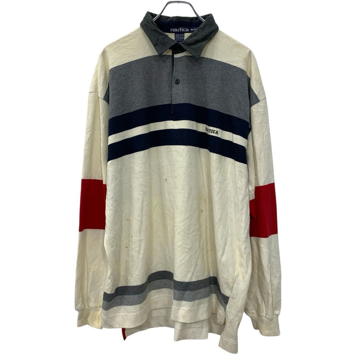nautica 長袖 ラガーシャツ XL ホワイト マルチカラー ノーティカ
