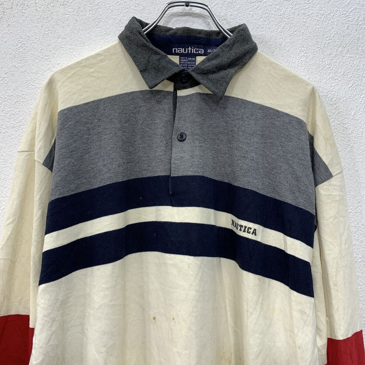 nautica 長袖 ラガーシャツ XL ホワイト マルチカラー ノーティカ