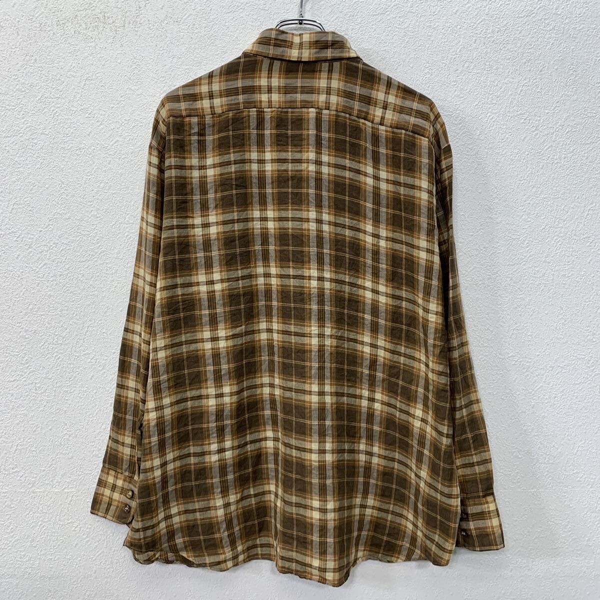 KINGSPORT 長袖 チェックシャツ XL ブラウン マルチカラー 胸ポケット