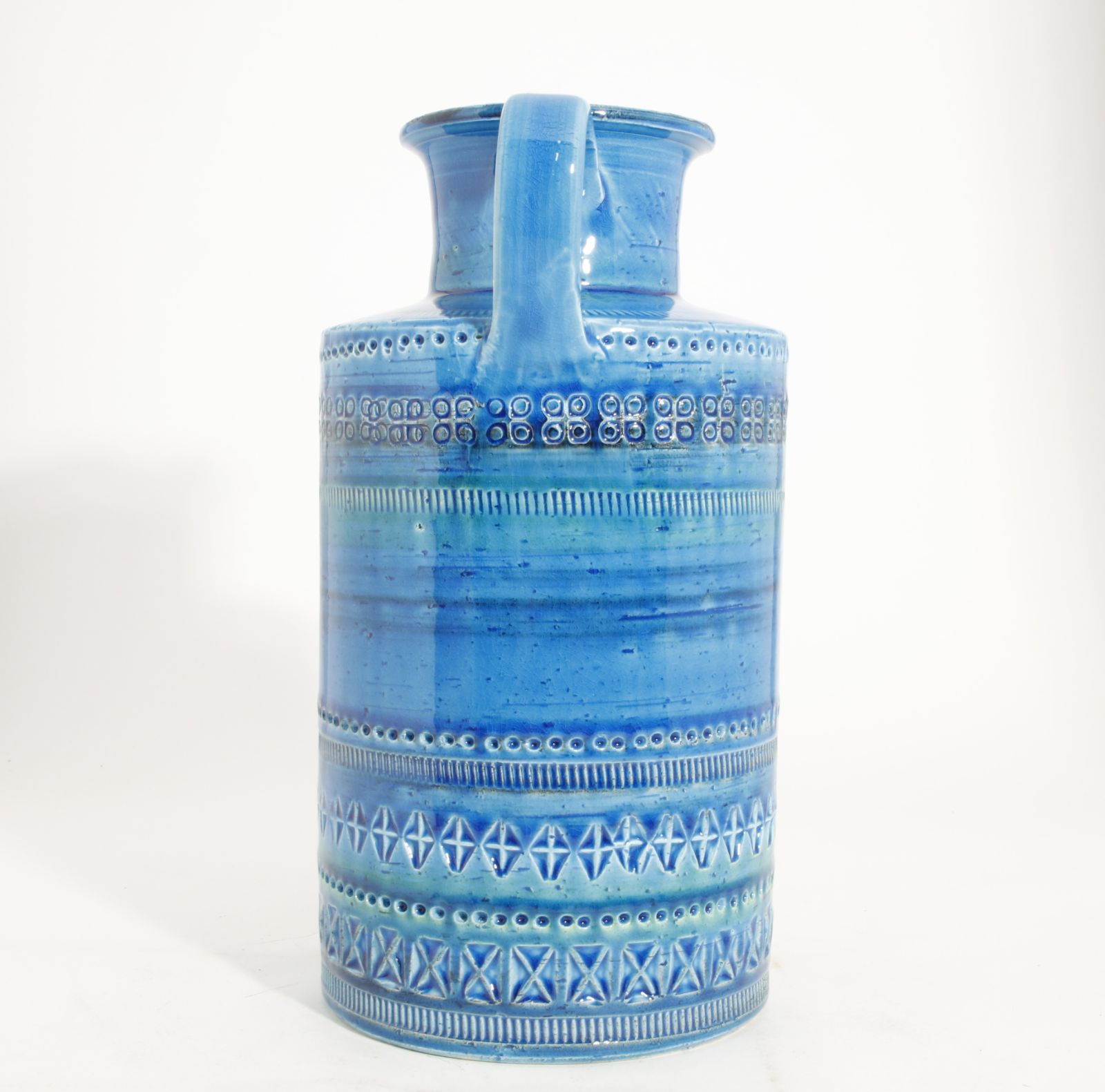 Bk2645 FLAVIA イタリア製 花瓶 陶器 ブルー 青 花 フラビア 美品 箱有