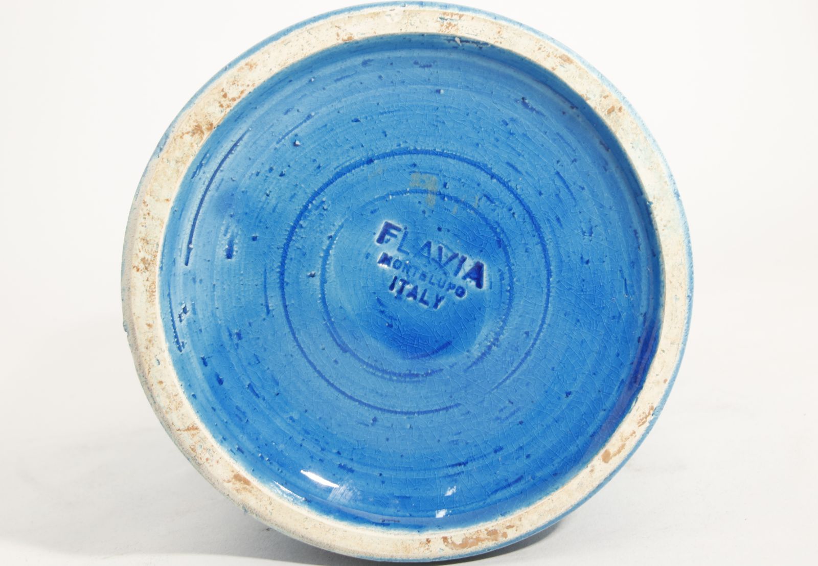 Bk2645 FLAVIA イタリア製 花瓶 陶器 ブルー 青 花 フラビア 美品 箱有