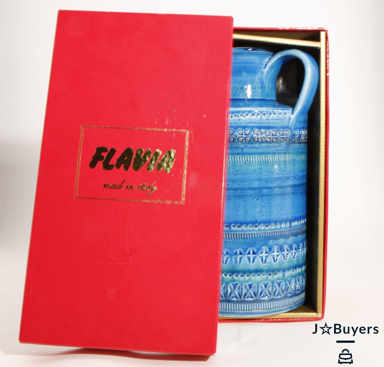 Bk2645 FLAVIA イタリア製 花瓶 陶器 ブルー 青 花 フラビア 美品 箱有