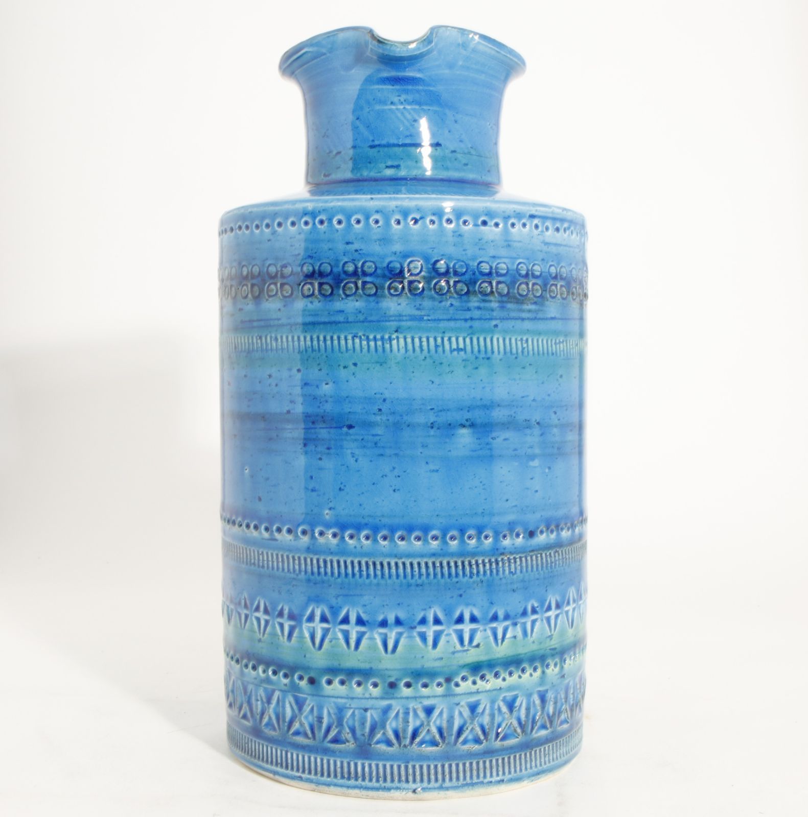 Bk2645 FLAVIA イタリア製 花瓶 陶器 ブルー 青 花 フラビア 美品 箱有