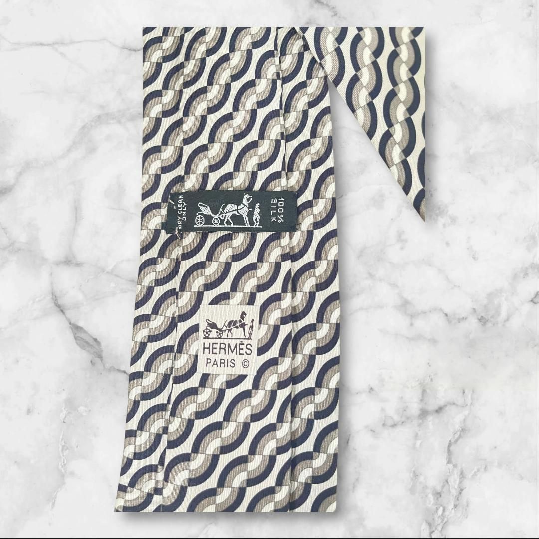 HERMES エルメス シルク100% 波柄 ネクタイ 仏製 - メルカリ