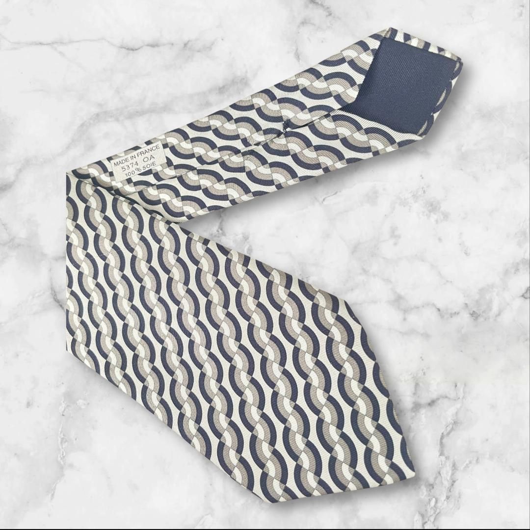 HERMES エルメス シルク100% 波柄 ネクタイ 仏製 - メルカリ