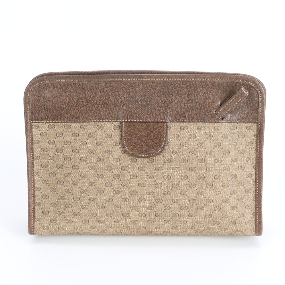 美品 グッチ オールドグッチ マイクロGG レザー セカンドバッグ