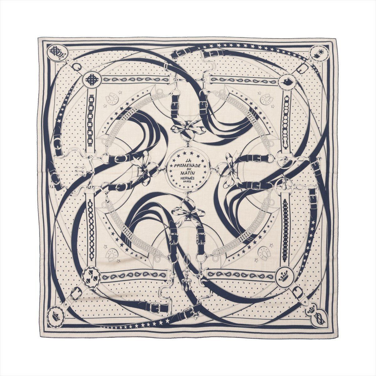 極美品【HERMES】エルメス ダブルフェイス 140 朝の散歩・バンダナ》 鑑定済み【 新品未使用 】エルメス カレジェアン 140 《 朝の散歩
