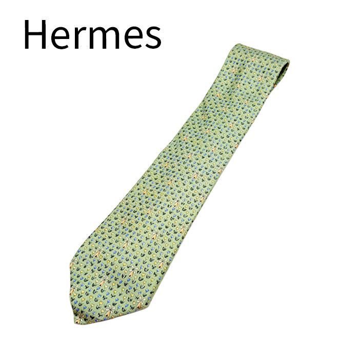 エルメス HERMES ネクタイ グリーン シルク 総柄 タグ付き - メルカリ