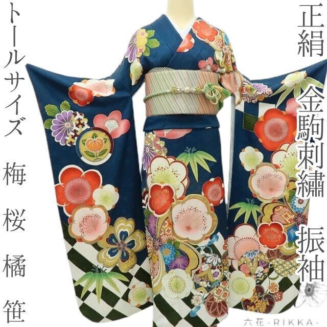 六花-RIKKA- 正絹 金駒刺繡 トールサイズ 梅 桜 橘 笹❀めでたさ全開