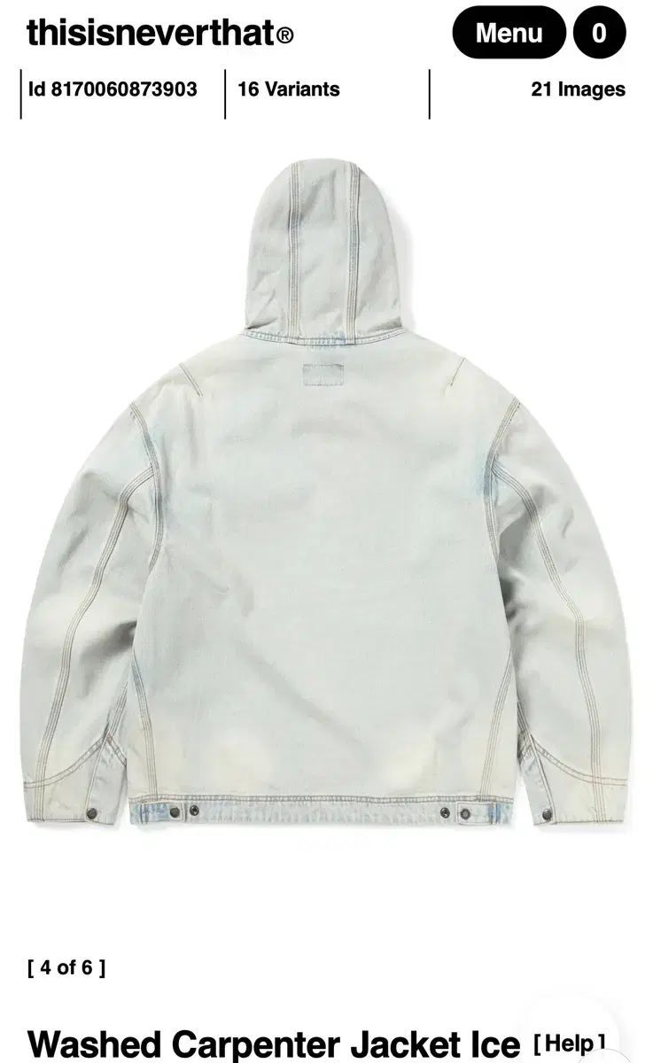 thisisneverthat) Washed Carpenter Jacket Ice M - メルカリ