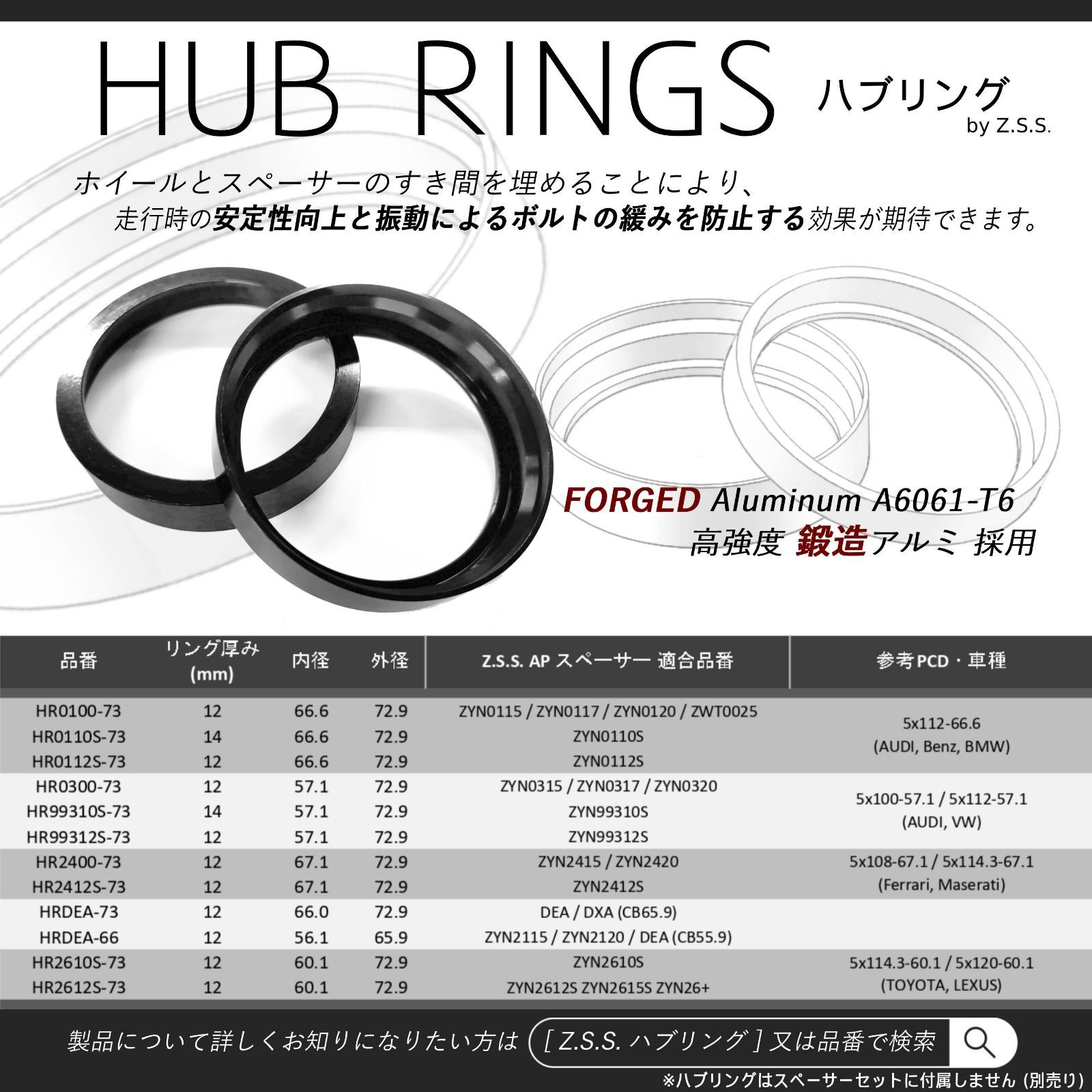 Z.S.S. AP 【チタン風ボルト付き】 15mm PCD130 5穴 5x130 71.6φ