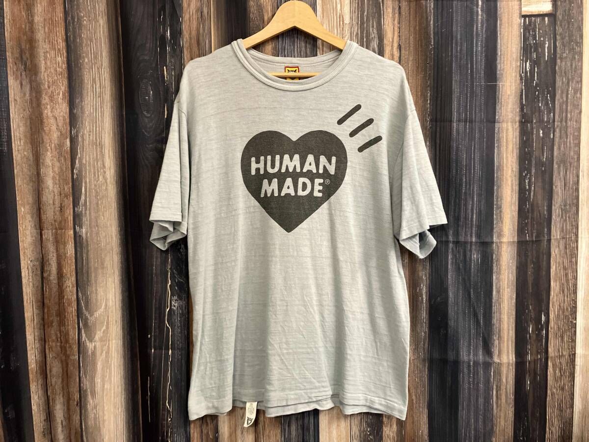HUMAN MADE ヒューマンメイド 半袖Tシャツ Heart logo グレー サイズL