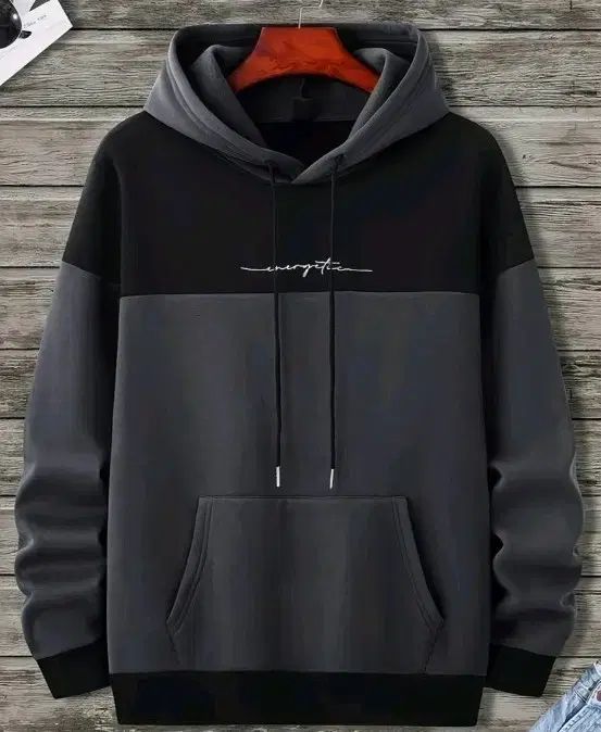 新品 ブラック/グレー バイカラー フードTシャツ 100