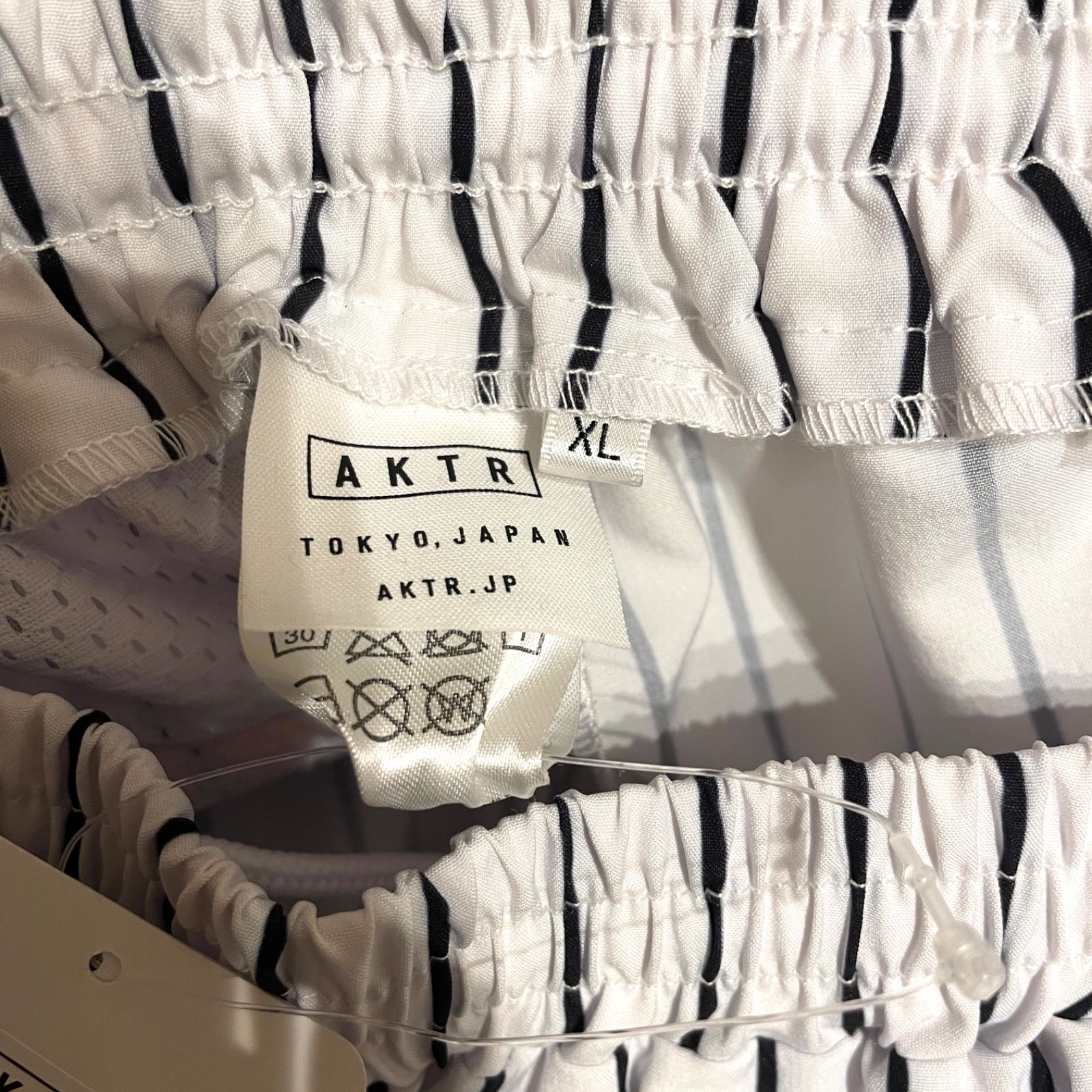 新品】AKTR バスパン ストライプ XL ホワイト メンズ アクター バスケ