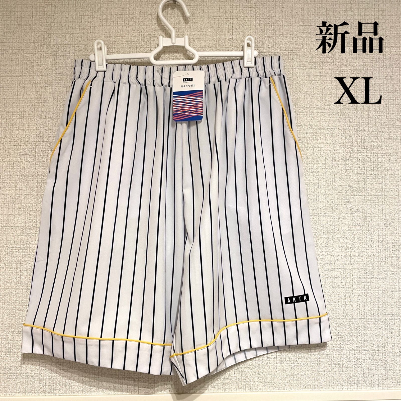 新品】AKTR バスパン ストライプ XL ホワイト メンズ アクター バスケ