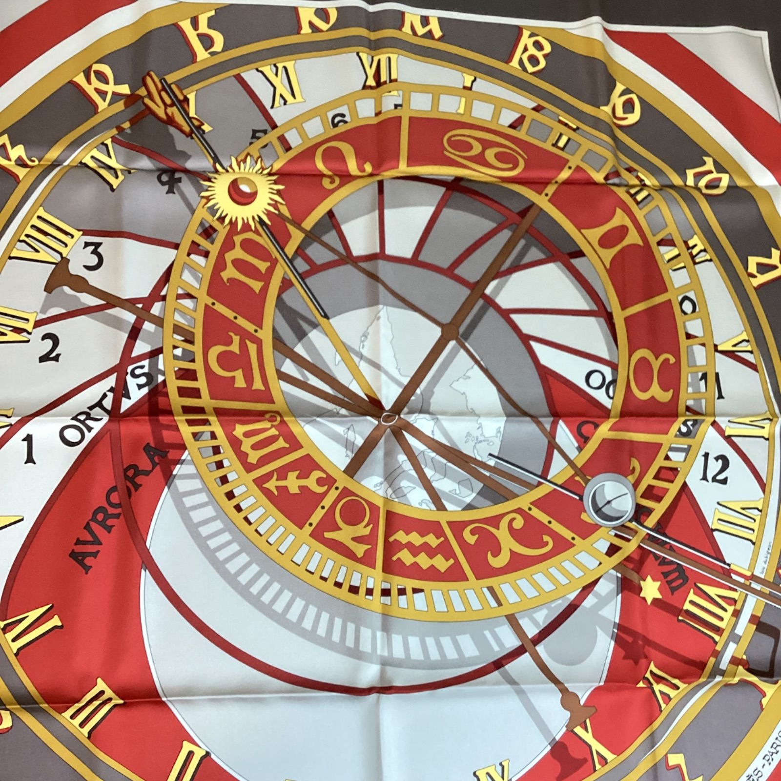 エルメス HERMES 時の仕掛け カレ90 シルクスカーフ ☆タグつき☆ …e.s