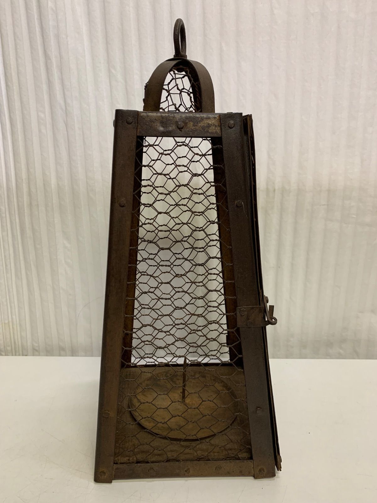 鉄金網張蔵行灯 蔵行燈 灯火器 吊灯籠 灯篭 鉄行燈 天蓋 提灯