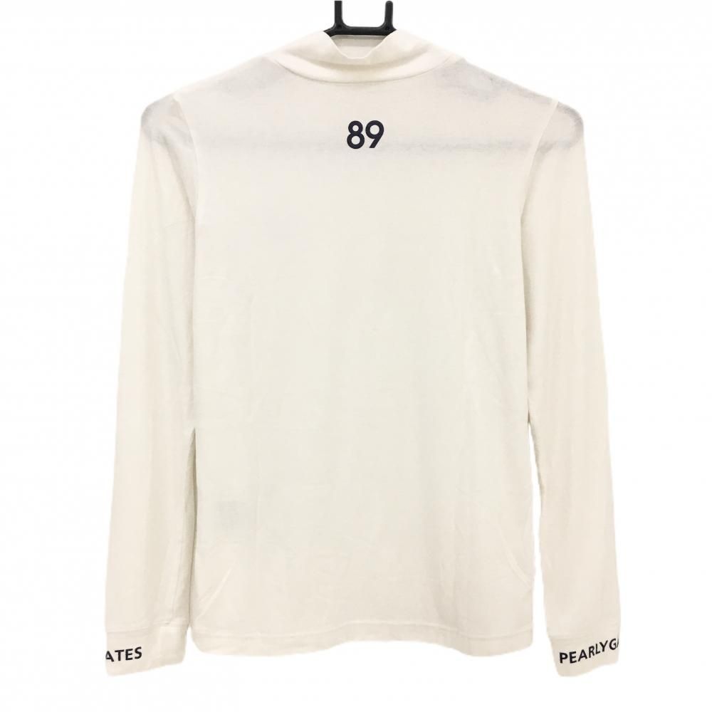 パーリーゲイツ 長袖ハイネックシャツ 白×ネイビー ロゴプリント