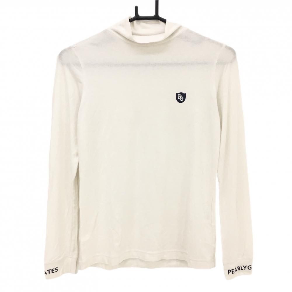 パーリーゲイツ 長袖ハイネックシャツ 白×ネイビー ロゴプリント