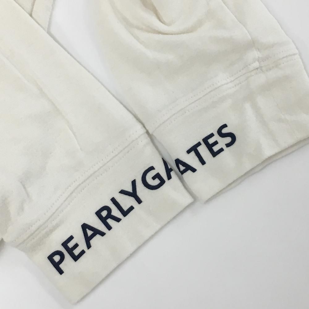 パーリーゲイツ 長袖ハイネックシャツ 白×ネイビー ロゴプリント