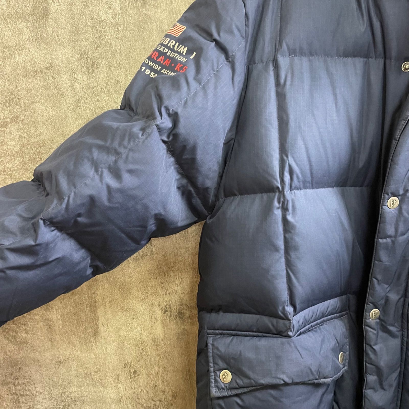 U-114】Eddie Bauer ダウンジャケット L ネイビー 紺 グースダウン85 