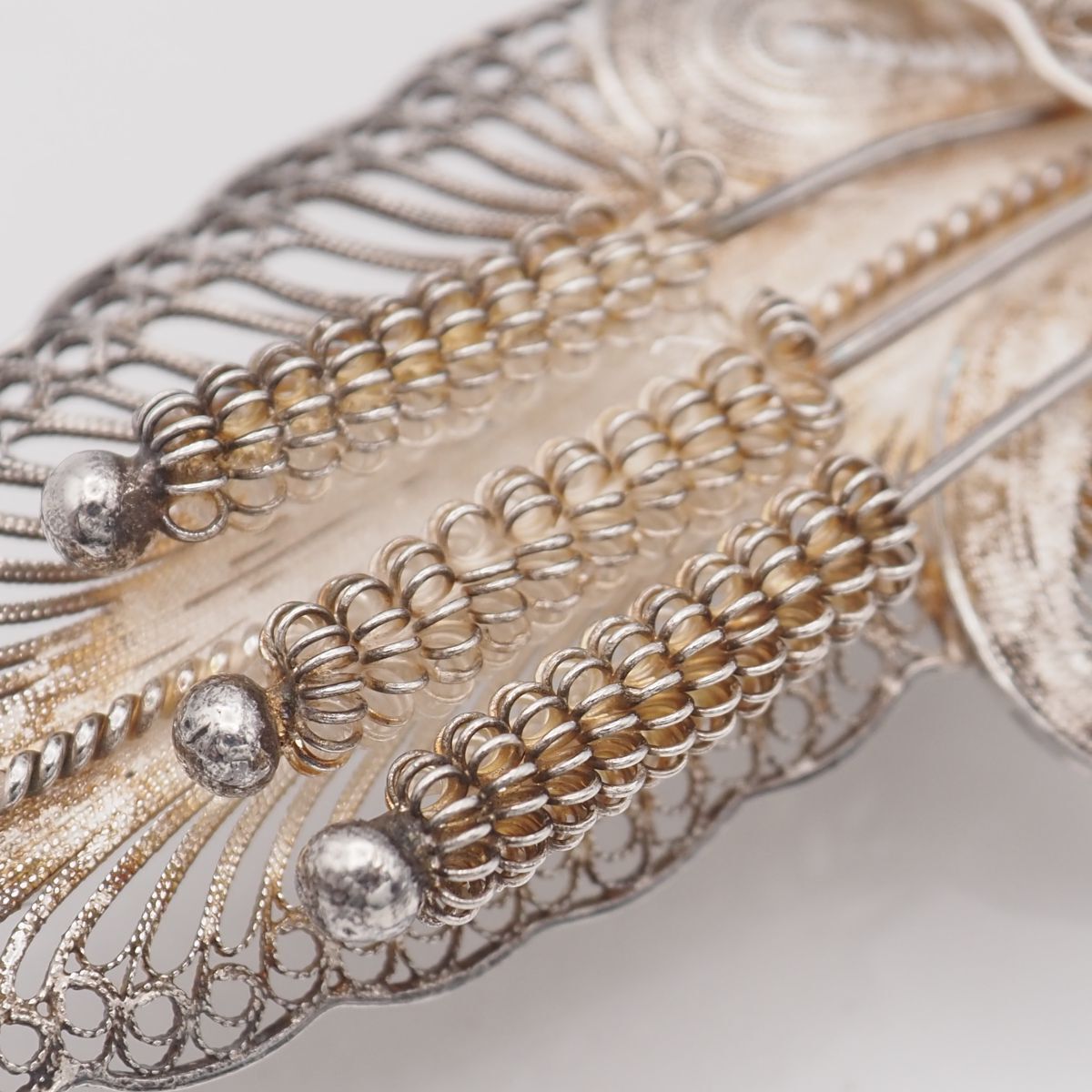 Q482 ヴィンテージ 925刻印 ブローチ フィリグリー 銀線細工 フラワー