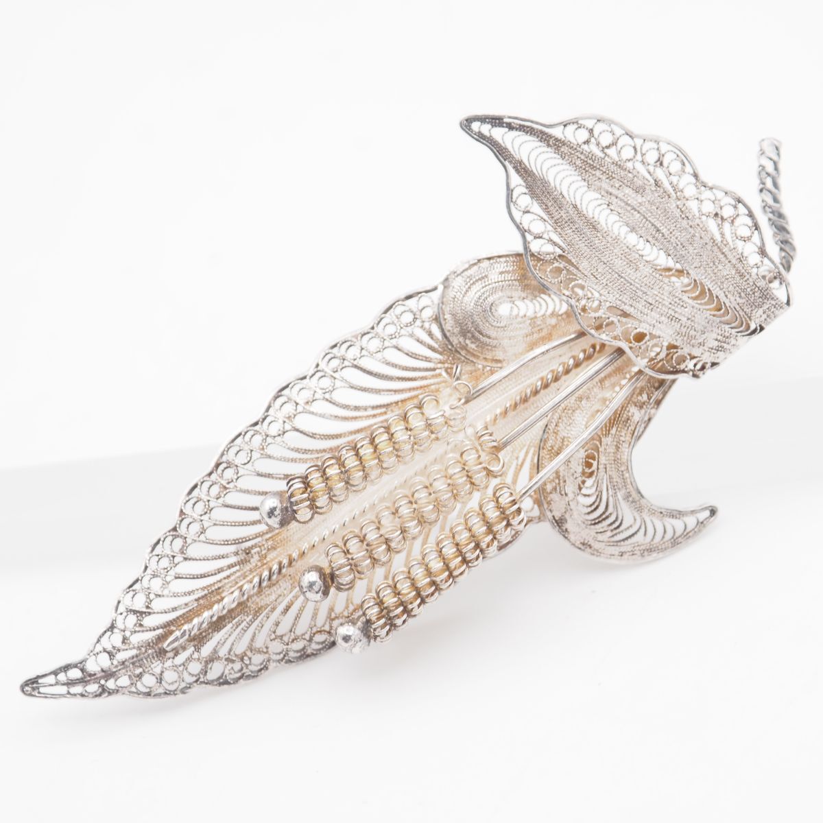 Q482 ヴィンテージ 925刻印 ブローチ フィリグリー 銀線細工 フラワー