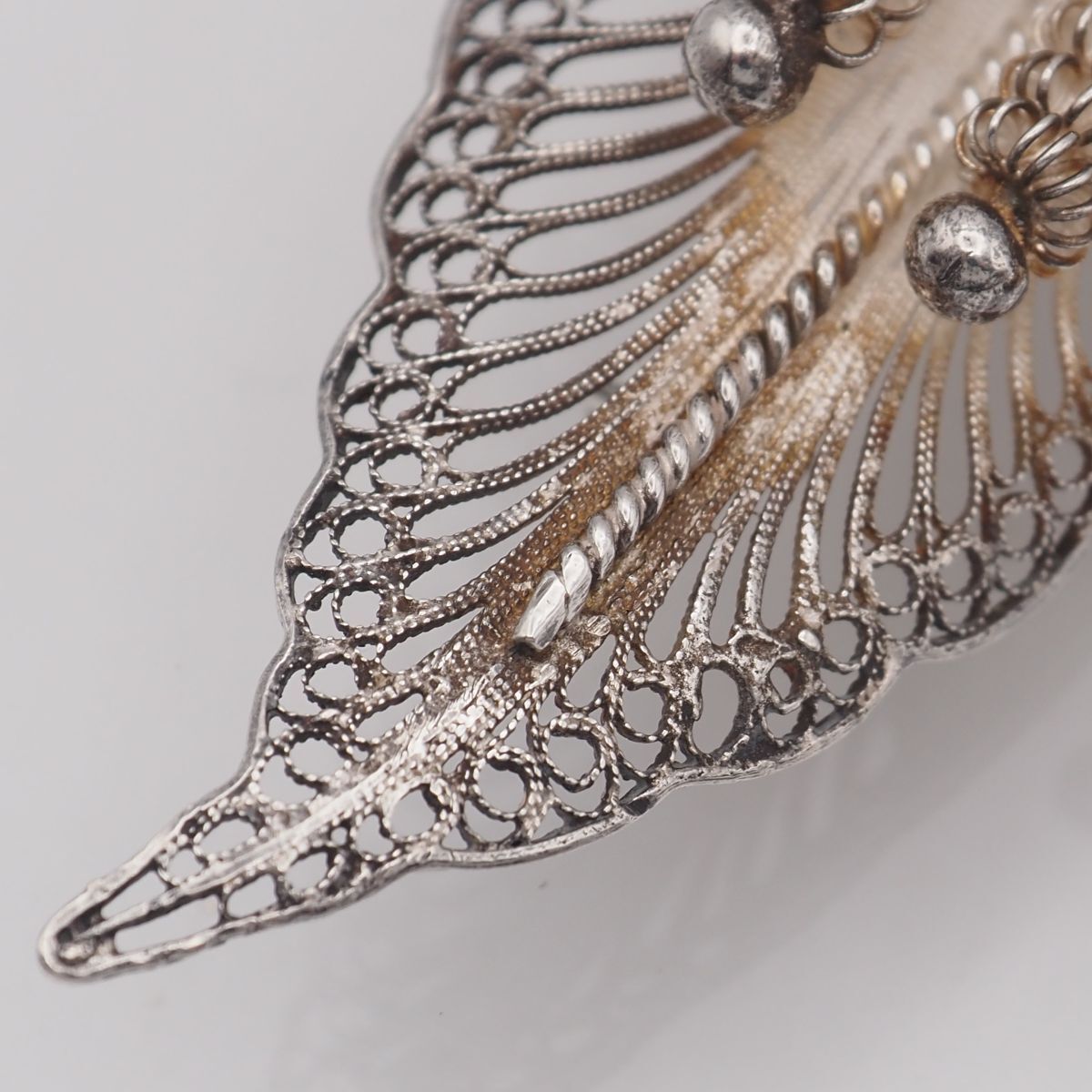 Q482 ヴィンテージ 925刻印 ブローチ フィリグリー 銀線細工 フラワー