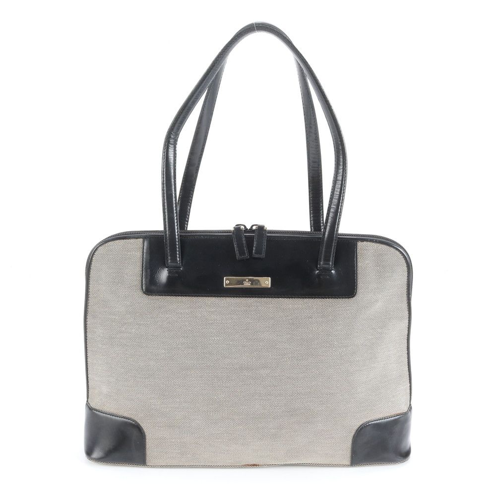 美品 グッチ 002-1122 レザー キャンバス トート バッグ 肩掛け