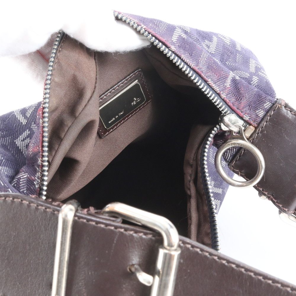 美品 フェンディ ズッキーノ レザー キャンバス ショルダーバッグ