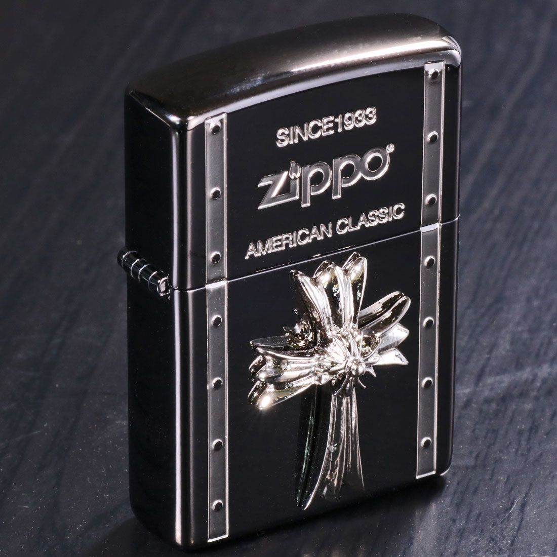 zippo ジッポーライター クロスメタル BLACK ガンメタル 人気のクロス