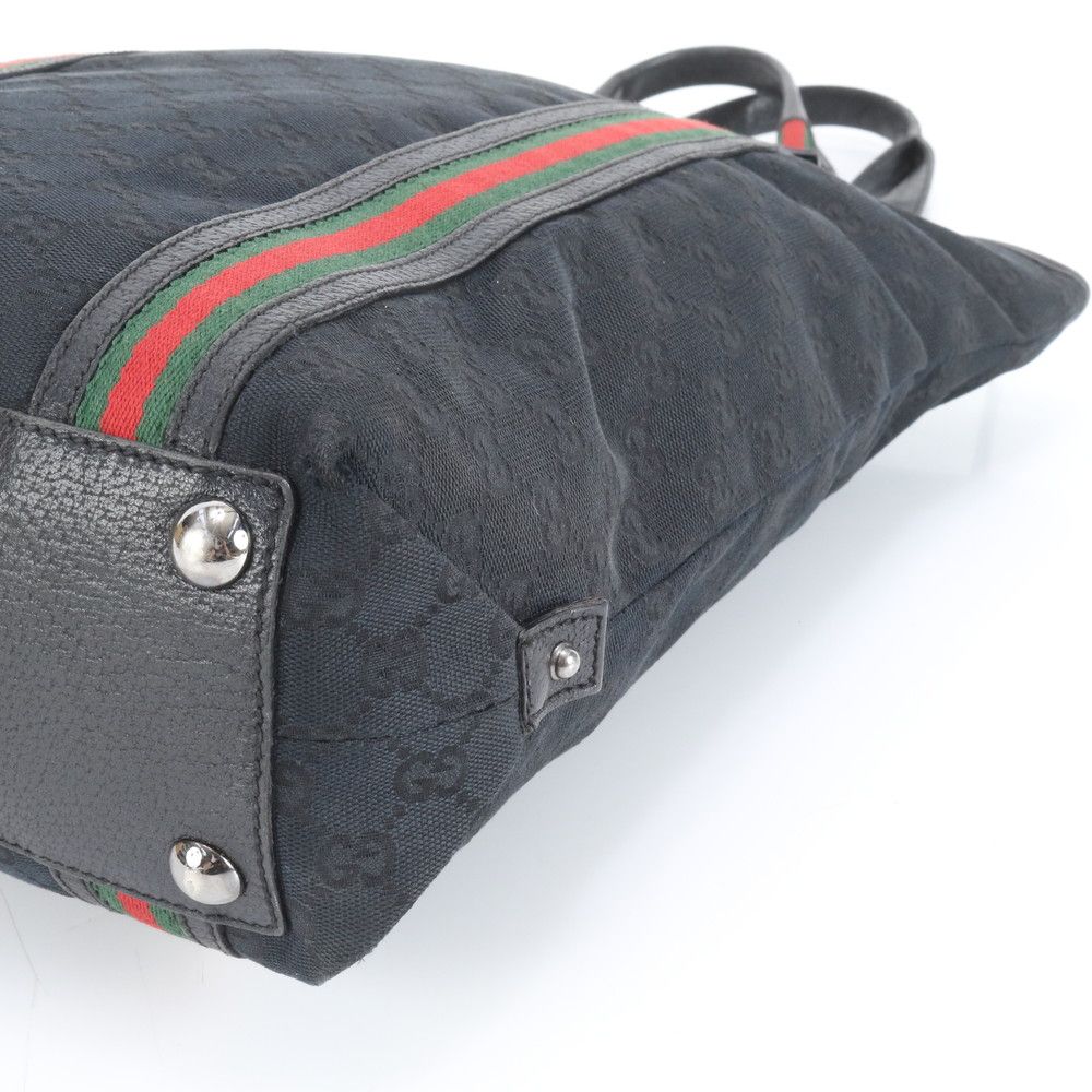 美品 グッチ GG キャンバス シェリー ライン 131186 レザー トート