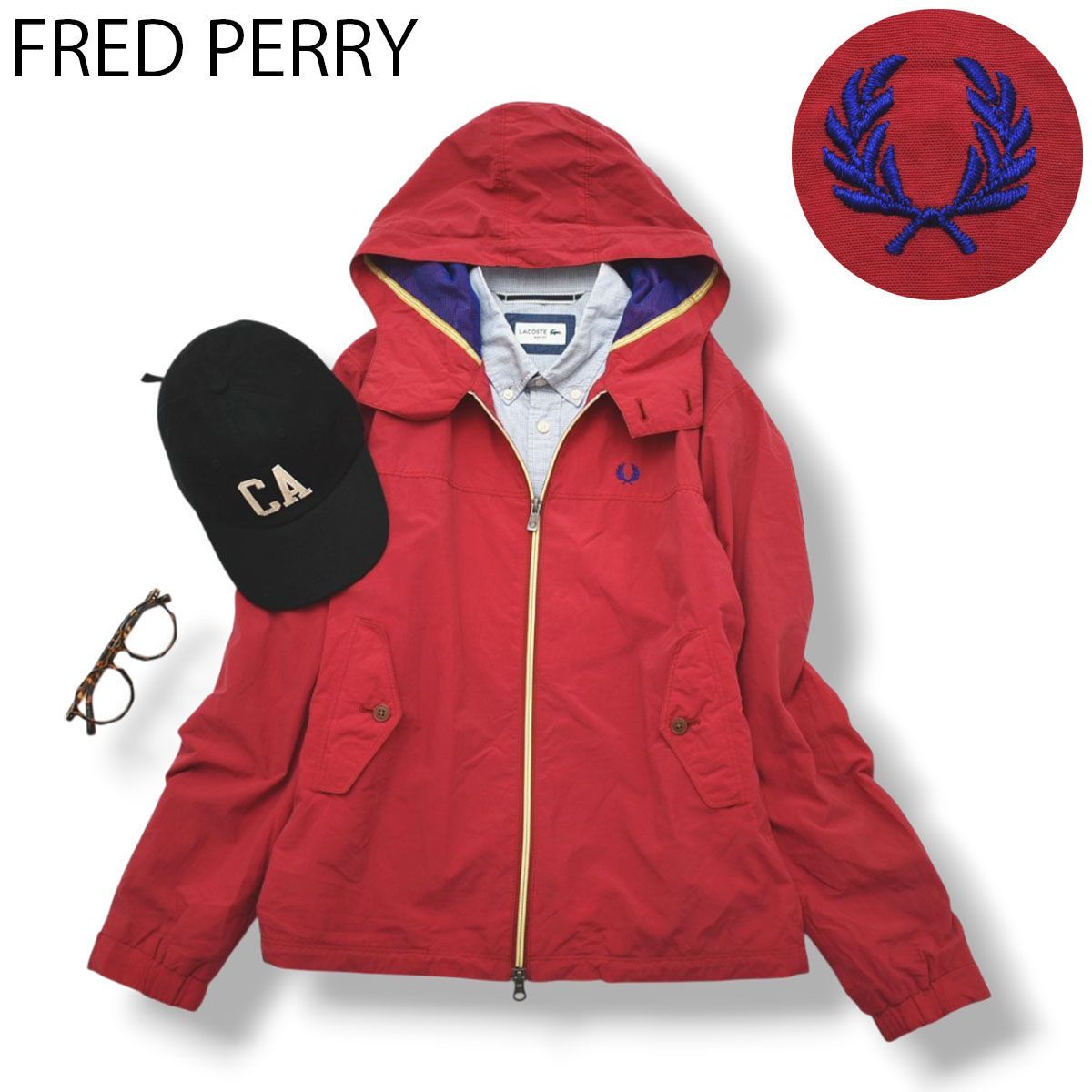 フレッドペリー FRED PERRY 裏メッシュ ブルゾン マウンテンパーカー マウンパ ナイロン ジャケット M ラズベリーピンク スポーツミックス ストリート メンズ 男性用