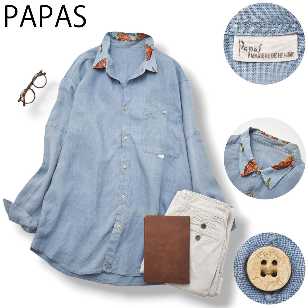 メンズ 【清涼感】 上質 日本製 パパス PAPAS 襟 フルーツバスケット