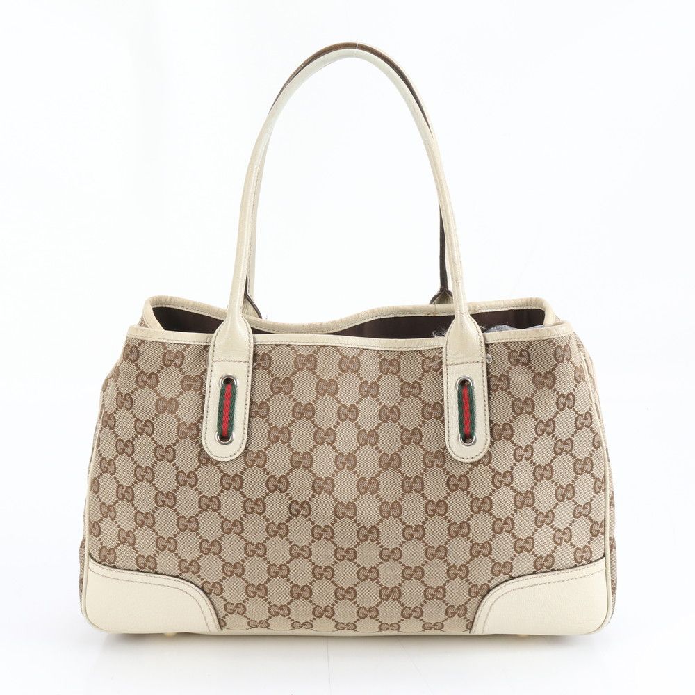 美品 グッチ GG キャンバス シェリーライン プリンシー 163805 レザー