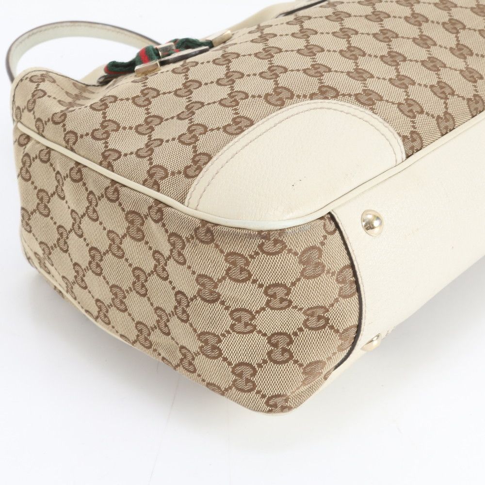 美品 グッチ GG キャンバス シェリーライン プリンシー 163805 レザー