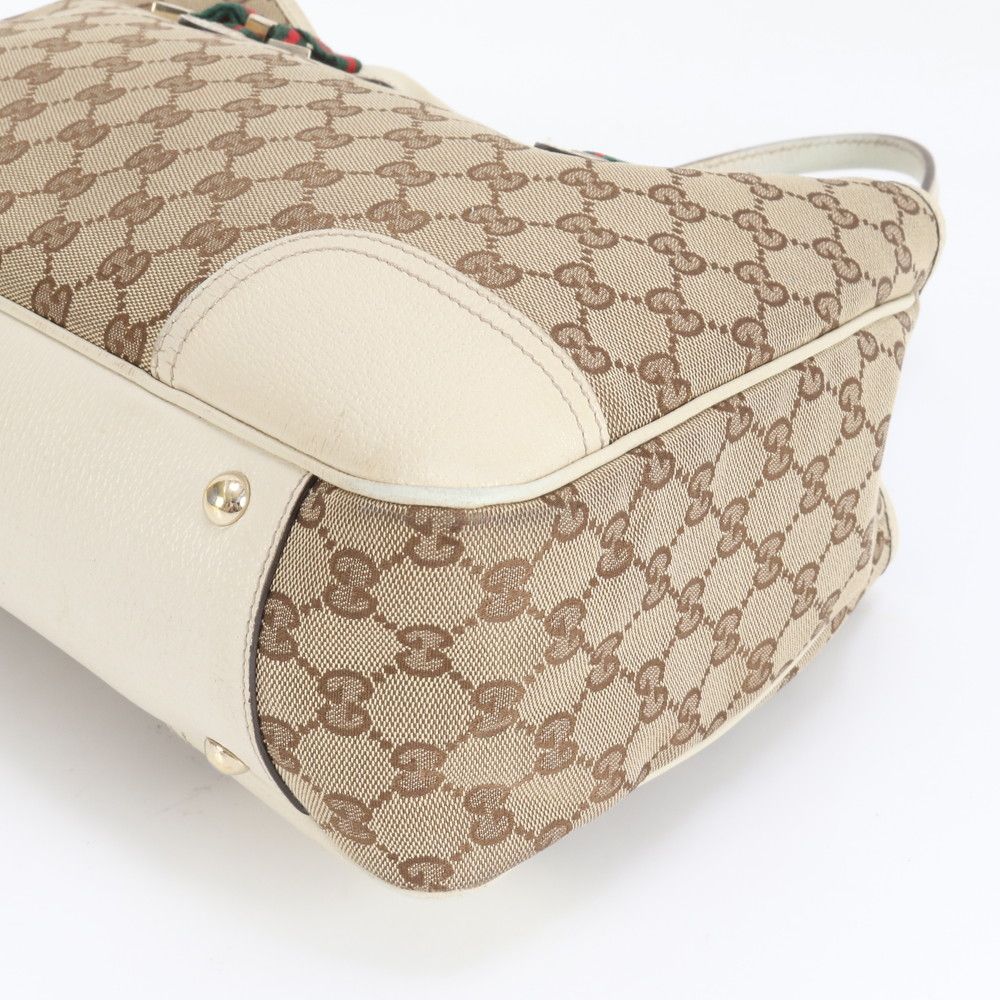 美品 グッチ GG キャンバス シェリーライン プリンシー 163805 レザー