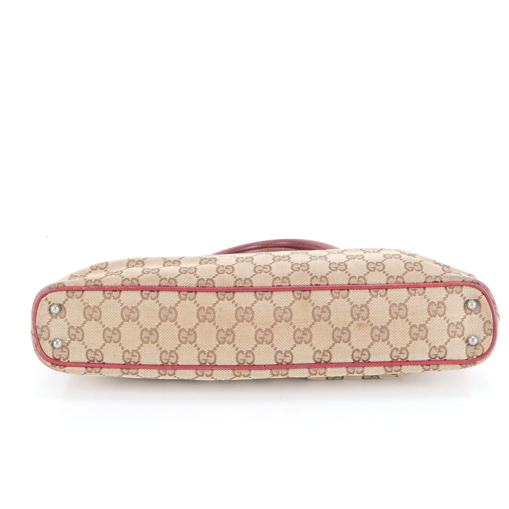 美品 グッチ GG キャンバス 113015 レザー トート バッグ 肩掛け