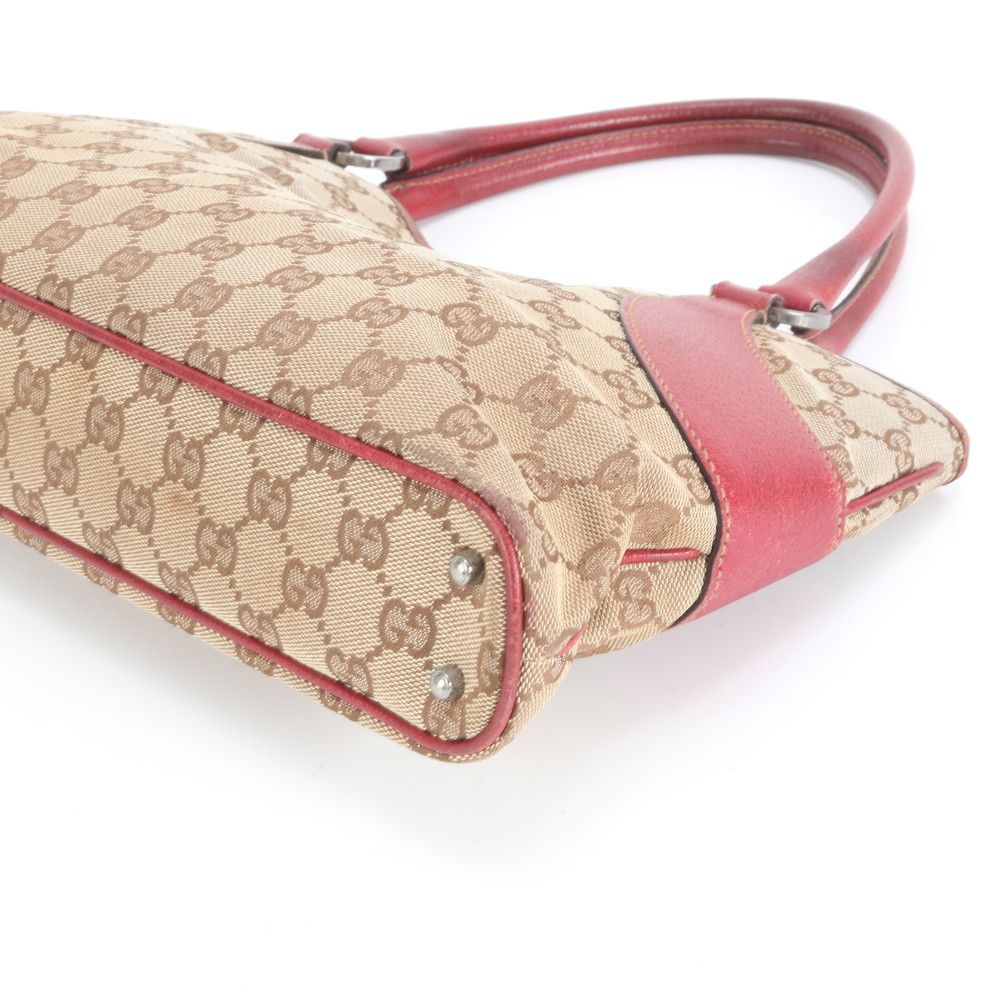 美品 グッチ GG キャンバス 113015 レザー トート バッグ 肩掛け