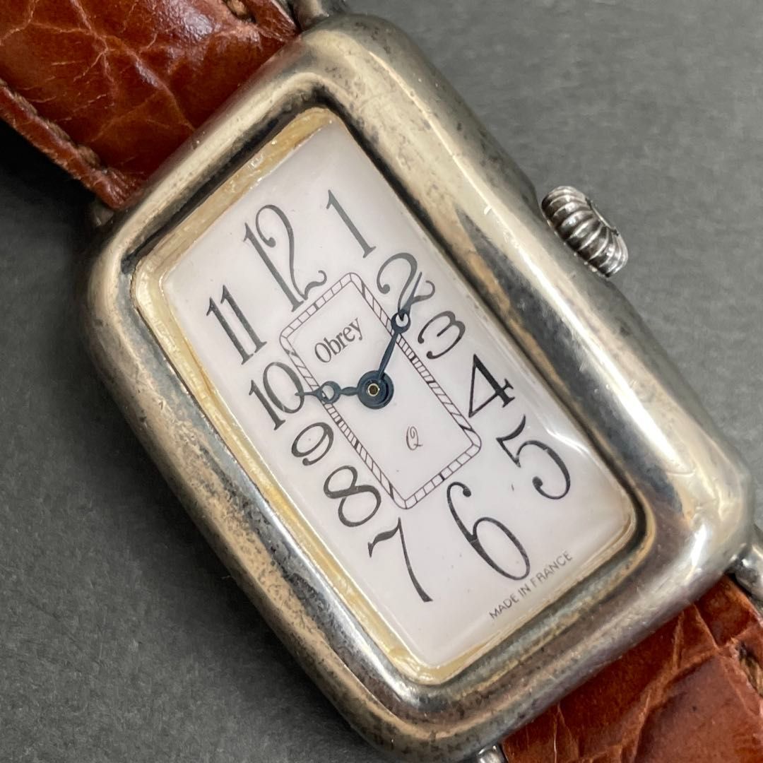 Obrey SOLID SILVER スクエア 革バンド オブレイ ソリッドシルバー