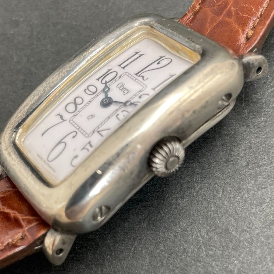 Obrey SOLID SILVER スクエア 革バンド オブレイ ソリッドシルバー