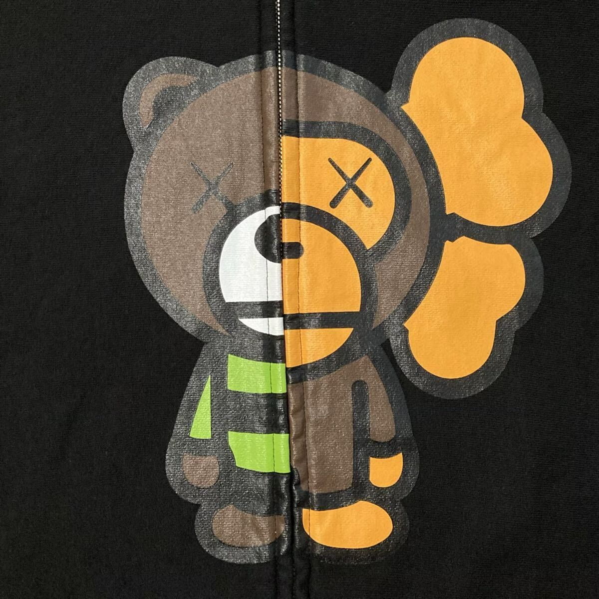 BAPE × KAWS ANIMAL MILO フルジップ パーカー Lサイズ ブラック a