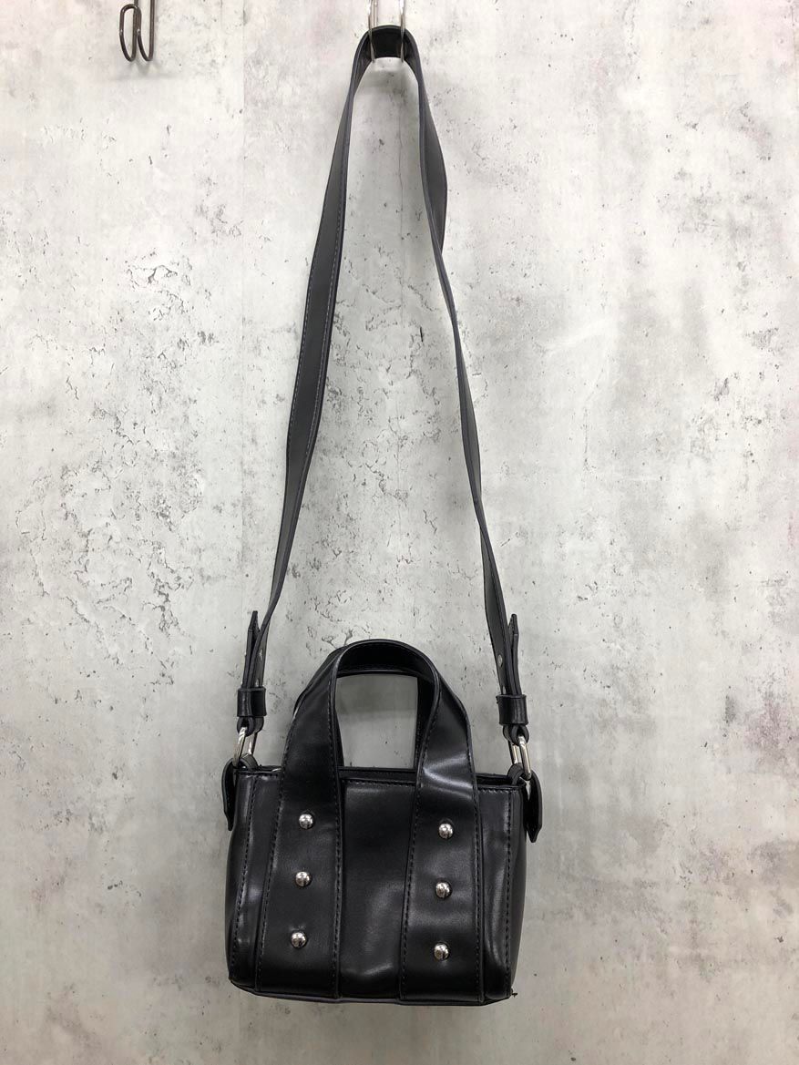 ZARA ザラ 2wayスタッズ デザイン ミニ ボストン バッグ 黒