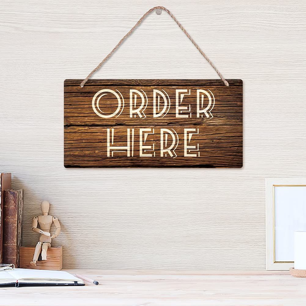 HERE ドアプレート 木製ボード ORDER ウェルカムサイン レストラン用