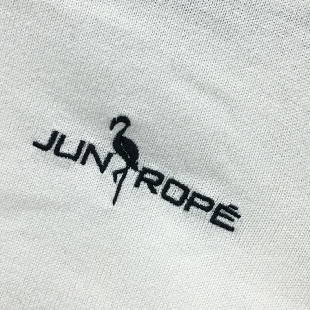 美品】ジュンアンドロペ セーター 白×黒 ロゴ刺しゅう コットン混 