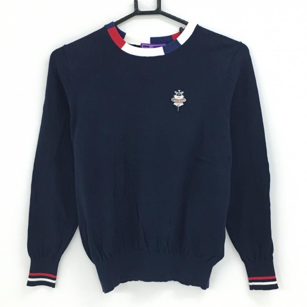 ビームスゴルフ セーター ネイビー×レッド ネック・袖口ライン