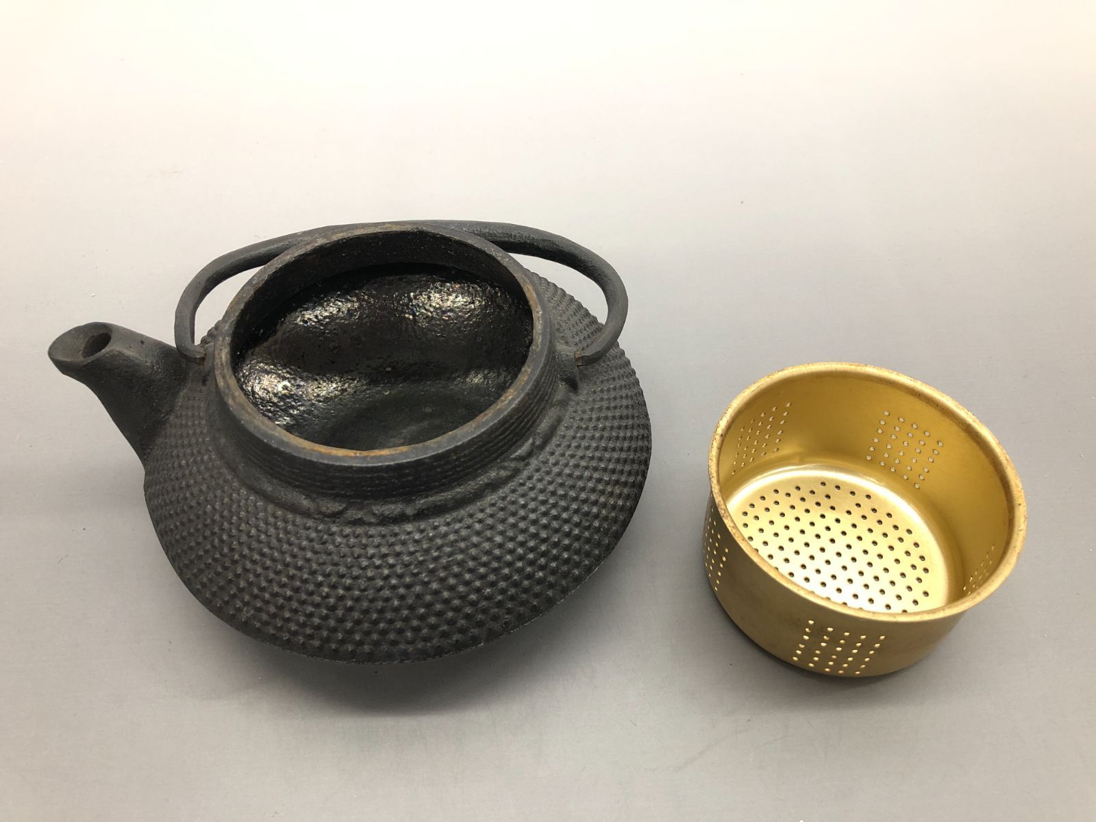 南部鉄器 鉄器 鉄製 鋳物 照光堂 茶托 花文 4点 /照光堂 鉄瓶 急須 黒