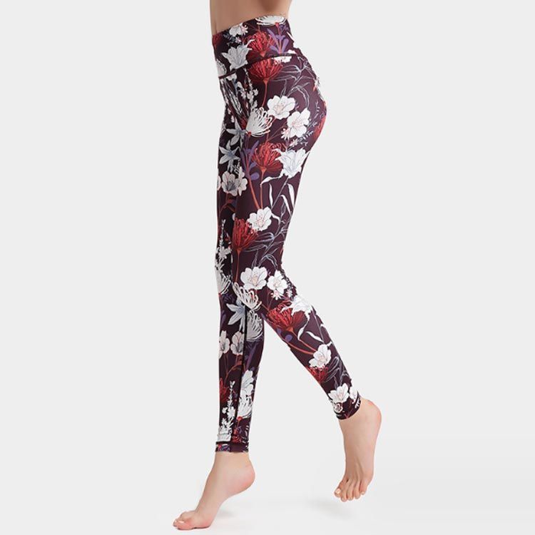 ヨガウェア 柄物 ヨガレギンス ヨガパンツ 透けない 美尻 花柄