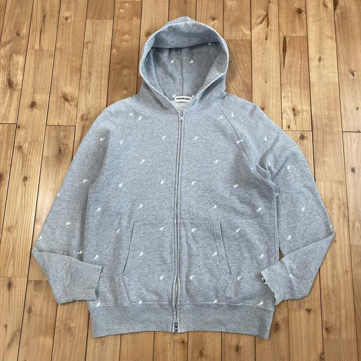 ☆XL☆ 刺繍 BAPE スター パーカー グレー a bathing ape star BAPE
